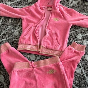 Juicy Couture Pink Velour Hoodie and Pants Set
